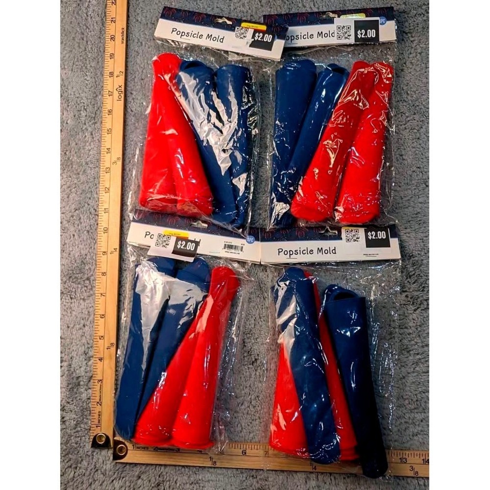 Unbranded Popsicle Mold Set 4pk Red Blue Silicone Squeeze Tubes 16 Total